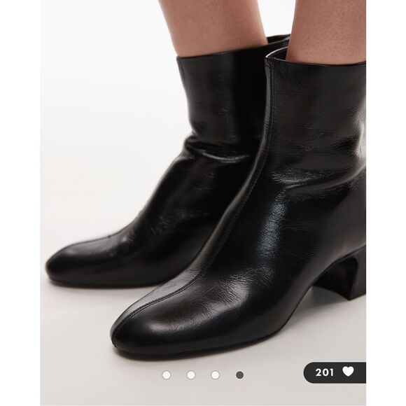 MNG BY Mango Claire Leather Heeled Ankle Boots Black sz 39 US 8.5 NWT - Picture 5 of 7